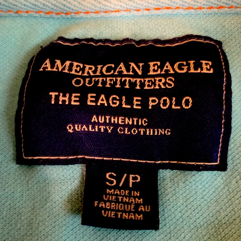 AMERICAN EAGLE OUTFITTERS THE EAGLE POLO Vintage Sky Blue - Size Small - Picture 3 of 3